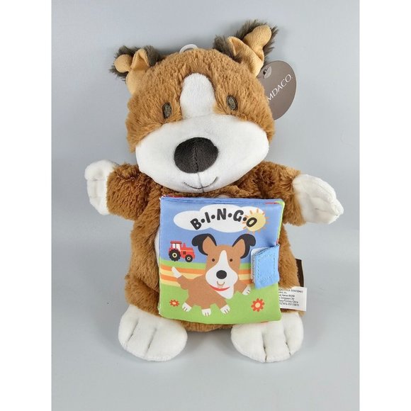 Demdaco Plush Hand Puppet Book Dog Bingo Stuffed Animal Toy Pretend Play 10" - Picture 1 of 8